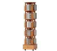 IXMLDAXD Rotation de la bibliothèque, Étagère en Bois Massif de Rangement rotative à Plusieurs Niveaux Salon avec tiroir et roulettes universelles for Une Utilisation(White,182 * 49cm)