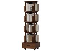 IXMLDAXD Rotation de la bibliothèque, Étagère en Bois Massif de Rangement rotative à Plusieurs Niveaux Salon avec tiroir et roulettes universelles for Une Utilisation(Wood Color,150.5 * 49cm)