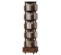 IXMLDAXD Rotation de la bibliothèque, Étagère en Bois Massif de Rangement rotative à Plusieurs Niveaux Salon avec tiroir et roulettes universelles for Une Utilisation(Wood Color,182 * 49cm)