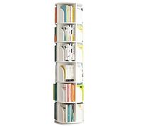 IXMLDAXD Rotation de la bibliothèque, Étagère pivotante en MDF, étagère d'angle sur Pied, Support de Rangement for Livres, Magazines, CD et Photos(White,50.5 * 189cm)