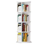 IXMLDAXD Rotation de la bibliothèque, Étagère rotative à 360° multifonctionnelle sur Pied Beaucoup d'espace de Rangement Facile Utiliser Base épaissie Capacité Charge Plus Forte(White,128 * 51cm)