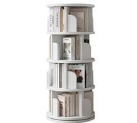IXMLDAXD Rotation de la bibliothèque, Étagère rotative à 4/5/6 Niveaux for la Maison, Le Salon, Rangement des Livres, idéale for Les Bureaux, écoles et Chambres Coucher(White,130 * 46cm)