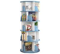 IXMLDAXD Rotation de la bibliothèque, Étagère rotative à 5 étagères Simple multifonctionnelle de Rangement au Sol Matériau épais sans Oscillation Lors l'utilisation(Blue)