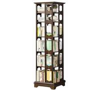 IXMLDAXD Rotation de la bibliothèque, Étagère rotative en Bois Massif à 6 étagères de Rangement Domestique sur Pied Montage sûr, Durable et Peu encombrant(Walnut Coloured)