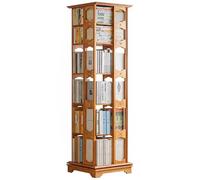 IXMLDAXD Rotation de la bibliothèque, Étagère rotative en Bois Massif à 6 étagères de Rangement Domestique sur Pied Montage sûr, Durable et Peu encombrant(Wood Colour)