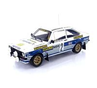 Voiture Miniature de Collection - IXO - FORD Escort MK II RS 1800 - 1/18 - Rallye Sweden 1977 - Bleu/Blanc