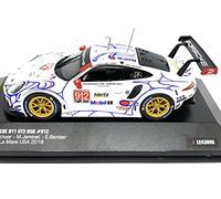 ixosport Voiture miniature de collection Porsche 911 (991) RSR – Petit Le Mans 2018 – 1/43 – Blanc/Bleu/Rouge – LE43049