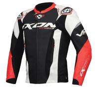 Ixon Vortex 3 Veste en cuir de moto, noir-blanc-rouge, taille 3XL pour homme