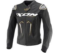 Ixon Vortex 3 Veste en cuir de moto pour dames, noir-blanc-or, taille XL pour femmes