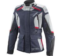 Ixon Midgard Veste textile imperméable à l’eau pour dames de moto, Gris/Noir/Bleu, Taille L