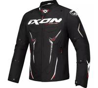 Ixon Roadstar Veste textile imperméable à l’eau pour moto, noir-blanc-rouge, taille S pour homme