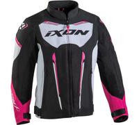 Ixon Striker Air L Veste textile de moto pour enfants, noir/blanc/rose, Taille 6 ans