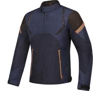 Ixon Striker Retro Veste textile imperméable à l’eau pour moto, Noir/bleu marine/marron, Taille M