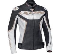 Ixon Trinity Veste en cuir de moto de dames, noir-blanc-or, taille M pour femmes