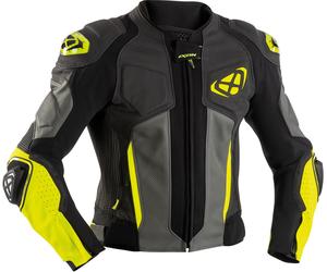 Ixon Vendetta Evo Veste en cuir de moto, noir/gris/jaune, Taille M