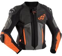 Ixon Vendetta Evo Veste en cuir de moto, Noir/Gris/Orange, Taille XL