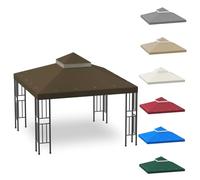 IXPIUZB Auvent d'extérieur à double niveau avec toit souple de 3 x 3 m - Auvent de rechange à double niveau avec grille d'aération - Auvent en polyester résistant à l'eau pour cour, terrasse