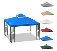 IXPIUZB Auvent d'extérieur à double niveau avec toit souple de 3 x 3 m - Auvent de rechange à double niveau avec grille d'aération - Auvent en polyester résistant à l'eau pour cour, terrasse