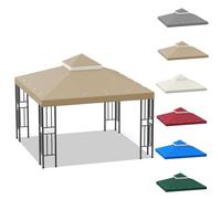IXPIUZB Auvent d'extérieur à double niveau avec toit souple de 3 x 3 m - Auvent de rechange à double niveau avec grille d'aération - Auvent en polyester résistant à l'eau pour cour, terrasse