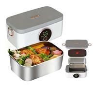 IXPIUZB Gamelle Chauffante Batterie Sans Fil, Boite Chauffante Repas électrique Sur Batterie 16000mah 7 Niveaux Température, Minuterie, Maintien Au Chaud Pour Bureau, Chantier, Voiture