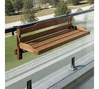 IXPIUZB Table de Balcon Suspendue Pliable en Bois, 60x24 cm, Crochets Anti-Rouille Réglables, pour Garde-Corps de Patio et Terrasse (Dark Wood, 90cm)