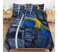 IXPLPPZJ The Flag of Sweden Essential Home Comfort Sleep Touch Housse de couette durable avec fermeture éclair
