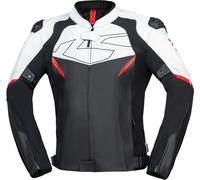 IXS Ace 1.0 Veste en cuir moto, noir-blanc-rouge, taille XL pour homme