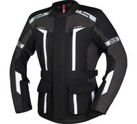 IXS Evans-ST 2.0 Veste textile imperméable à l’eau pour moto de tourisme, noir-gris-blanc, taille L pour homme