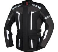 IXS Evans-ST 2.0 Veste textile imperméable à l’eau pour moto de tourisme, Noir/Gris/Blanc, Taille M