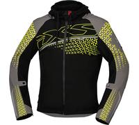 IXS Rapid-STX 1.0 Veste textile de moto imperméable, noir/gris/jaune, Taille 4XL