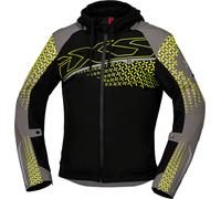 IXS Rapid-STX 1.0 Veste textile de moto imperméable, noir-gris-jaune, taille S pour homme