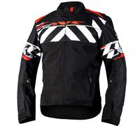 IXS Rapid-STX 2.1 Stripe, veste textile imperméable XXL Noir/Gris Clair/Rouge Noir/Gris Clair/Rouge