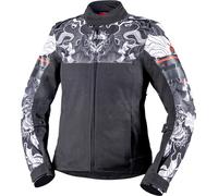 IXS Rapid-STX 2.1 Veste textile moto pour femmes imperméable, Noir/gris clair, Taille S