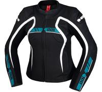 IXS RS-600 1.0, veste en cuir pour femmes 38 Noir/Turquoise/Blanc Noir/Turquoise/Blanc