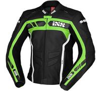 IXS Sport RS-600 1.0 Veste en cuir de moto, noir-blanc-vert, taille 52 pour homme