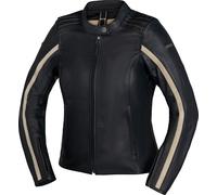 IXS Stripe, veste en cuir pour femmes 46 Noir/Beige Noir/Beige