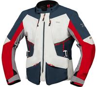 IXS Tourster-STX 1.0 Veste textile de moto imperméable, Gris/Bleu/Rouge, Taille L