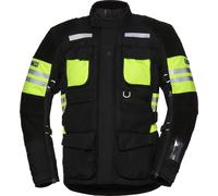IXS X-Tour LT Montevideo-ST Veste textile de moto imperméable à l’eau, noir/jaune, Taille M