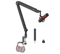 IXTECH Bras de micro avec support de bureau, rotatif à 360°, réglable et pliable, montage ciseaux pour podcast, jeux vidéo, radio et audio de studio, robuste et universel (VALIANT Pro)