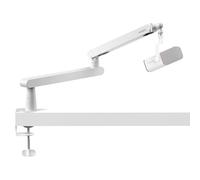 IXTECH Bras de microphone blanc à profil bas réglable avec gestion des câbles intégrée, bras pivotant à 360 °.