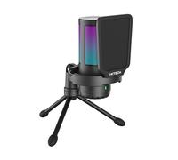 IXTECH Microphone de Jeu USB pour PC, Microphone à condensateur RVB avec trépied, Filtre Anti-Pop, Bouton de Gain Rotatif, sourdine Rapide, Suppression du Bruit pour Streaming, Jeux, podcasts