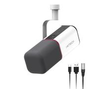 IXTECH Microphone Dynamique cardioïde avec Cache-Micro, Microphone Vocal USB XLR pour podcasting, Streaming, Enregistrement, Jeux et Voix Off (Blanc)