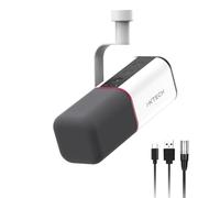 IXTECH Microphone Dynamique cardioïde avec Cache-Micro, Microphone Vocal USB XLR pour podcasting, Streaming, Enregistrement, Jeux et Voix Off (Blanc)