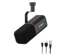 IXTECH Microphone Dynamique cardioïde avec Cache-Micro, Microphone Vocal USB XLR pour podcasting, Streaming, Enregistrement, Jeux et Voix Off (Noir)