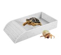 IXTIX Accessoire Tortue avec Rampe d'escalade, Gamelle Reptile Baignoire pour Tortue, Accessoire de Cage d'Aquarium pour Tortue, Serpent, Lézard, Amphibien Reptiles, Blanc, 36 x 20 x 6 cm