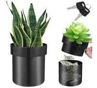 IXTIX Boîte de rangement pour capsules de fleurs, 2 couches, verrouillable, cachée, avec 2 boutons, clé décorative Hider Secret Safe Creative Flower Pot Stash Box pour cacher les bijoux de la montre