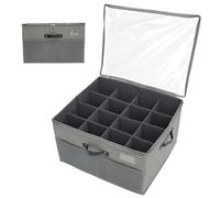 IXTIX Boîte Rangement Chaussures Etroite | Organisateur de Chaussures pour 8-16 Paires de Chaussures Peu Encombrante avec Couvercle Transparent, 2 Poches en Filet et Séparateur Amovible (Grau)