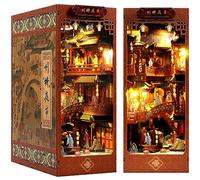 IXTIX DIY Book Nook - Maison de Poupée en Bois Miniature avec Meubles et Lumière LED, Puzzle 3D en Bois, Construction Créative pour Enfant Adulte (Marché Nocturne de la Dynastie Song)