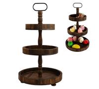 IXTIX Plateau Aperitif Buffet 3 Étages, Présentoir Gateau à 3 Étages, Décoration de Plateau en Bois pour Cuisine, Plateau à Café, Macaron, Gâteau, Dessert, Fruit (3 Étages - Marron)