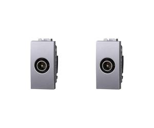 IXTRIMA Connecteur prise TV traversant mâle couleur grise compatible avec Bticino Living Light/international 2pcs